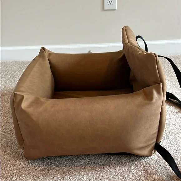 PupProtector™ Faux Leather Memory Foam Dog Car Bed - Camel
